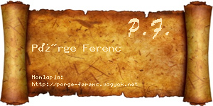 Pörge Ferenc névjegykártya