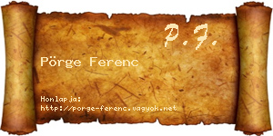 Pörge Ferenc névjegykártya