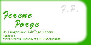 ferenc porge business card